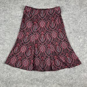 Briggs New York Skirt Womens Size 10 Red Black Paisley A-Line Boho Flowy